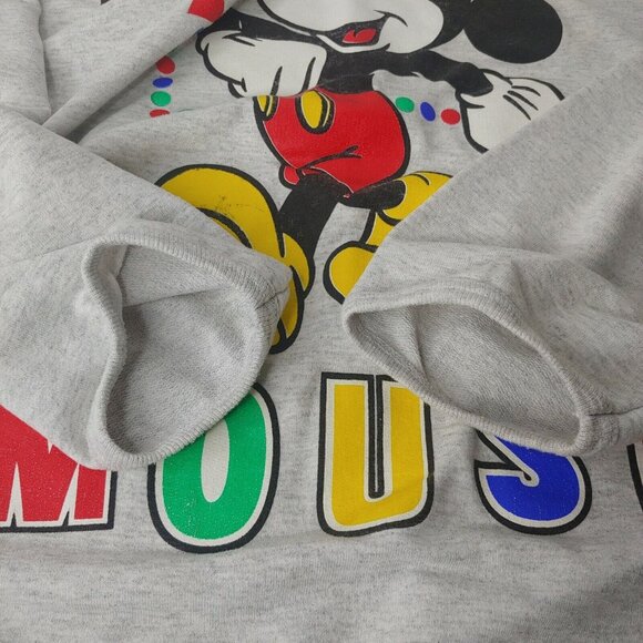 Vintage Disney Mickey Mouse Women's XL Sweatshirt Pullover Geometric Gray Retro - Picture 3 of 10